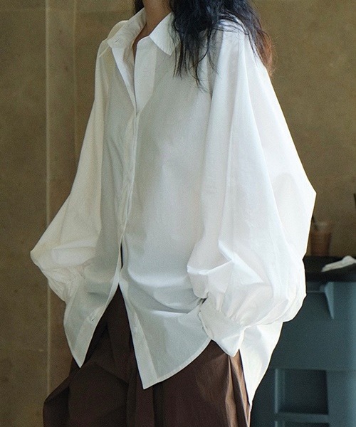 아방핏 벌룬 여성 면 흰남방 화이트셔츠